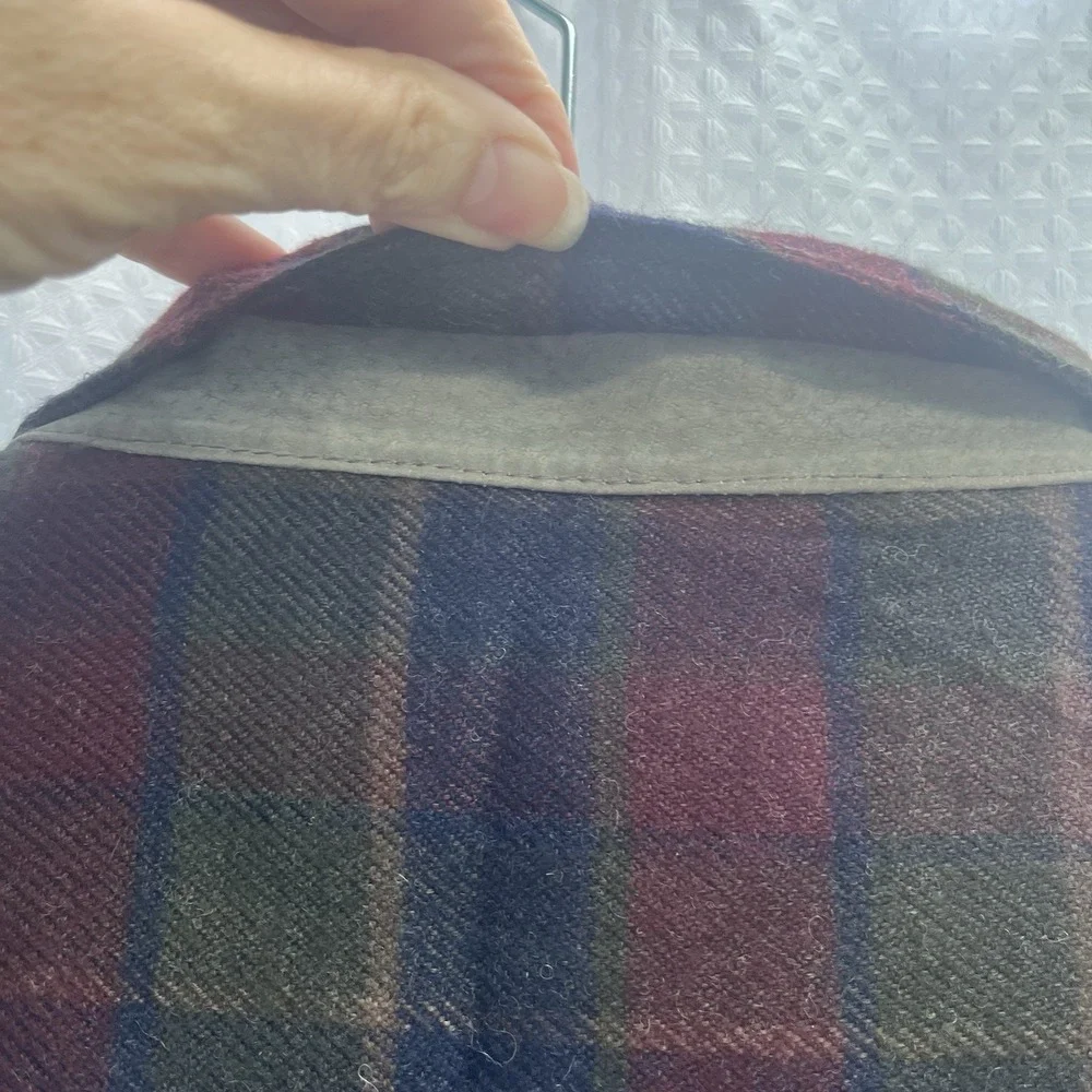 Firethorn Silver Wool Blend Plaid Suede Trim Lined Shacket XL Mens Lumber Jack
